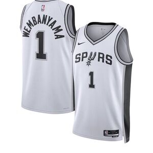 Nike Spurs White and Black Jersey Wembanyama XL 52